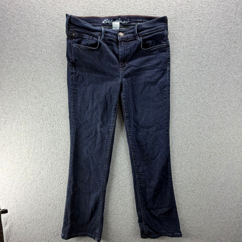 Eddie Bauer Slightly Curvy‎ Baby Boot Jeans Dark Indigo Wash Petite 8 EB2443701